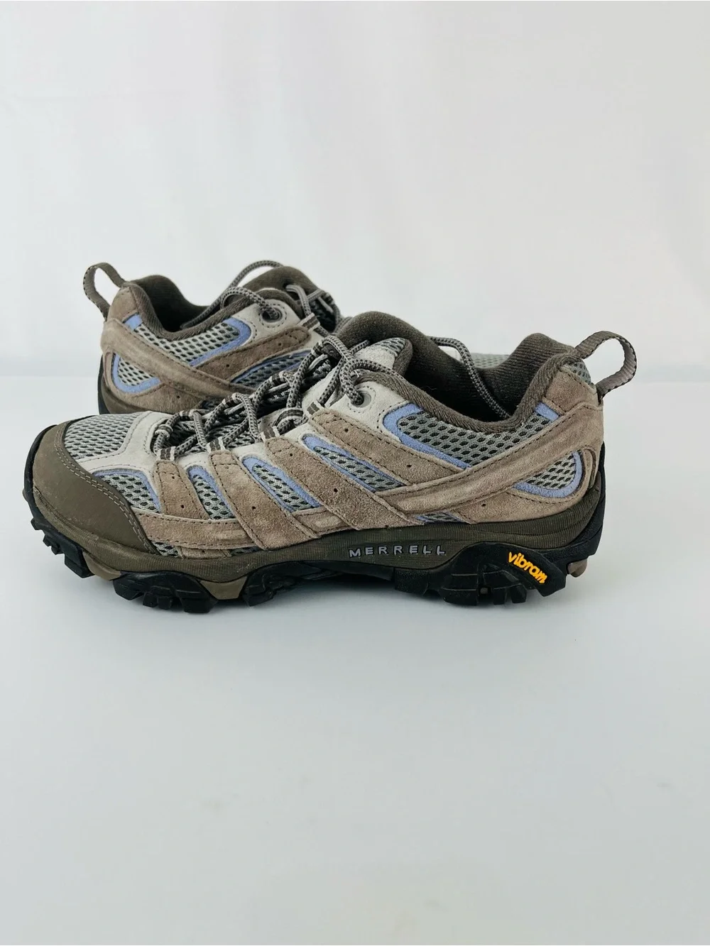 Merrell Women's Moab 2 Vibram Vent Hiking Shoes Falcon Gray and Blue Size 8.5